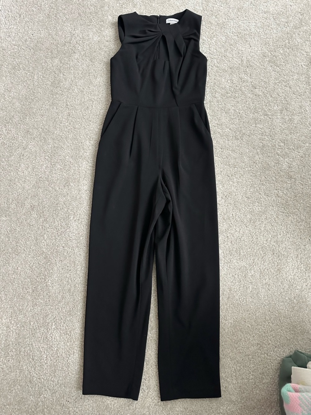Calvin Klein Black Sleeveless Twisted Front Jumpsuit